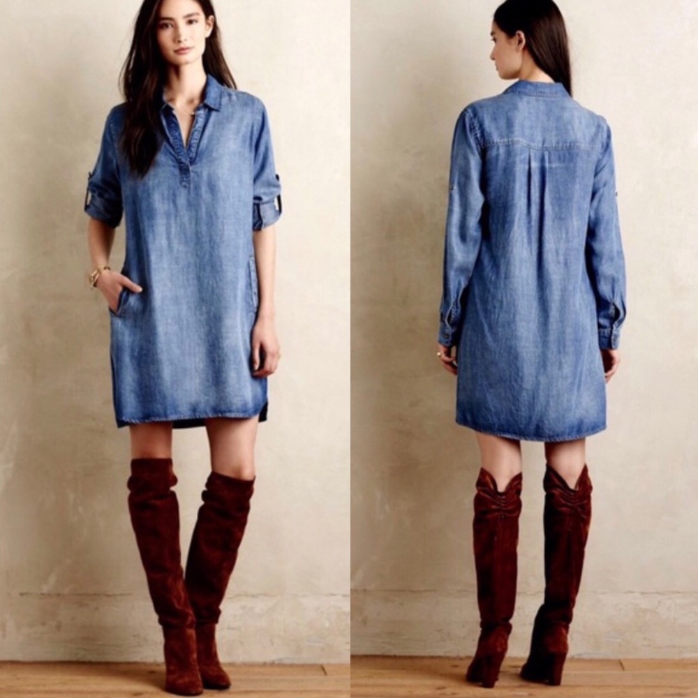 Anthropologie Cloth & Stone Adalie Chambray Tunic